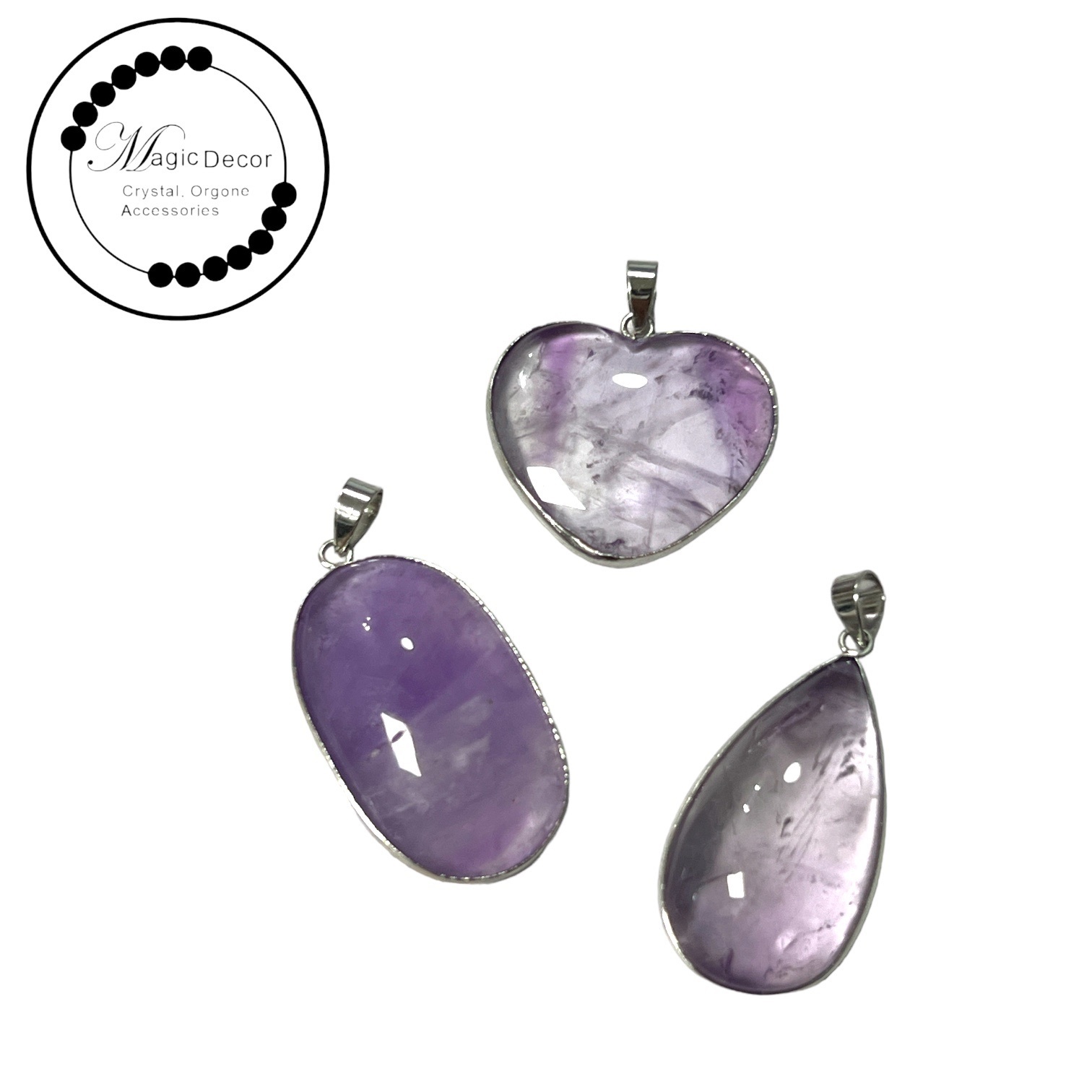 250809 - C25 紫兔毛/紫水晶/紫黃晶 半銀包邊吊咀1粒（隨機款）送 鈦鋼鏈（不設退換）