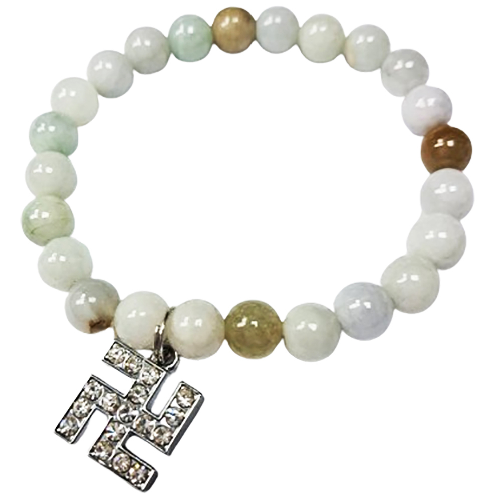 卍{鑲鑽}三彩彩緬甸玉圓珠手珠7.7mm【十方】150759