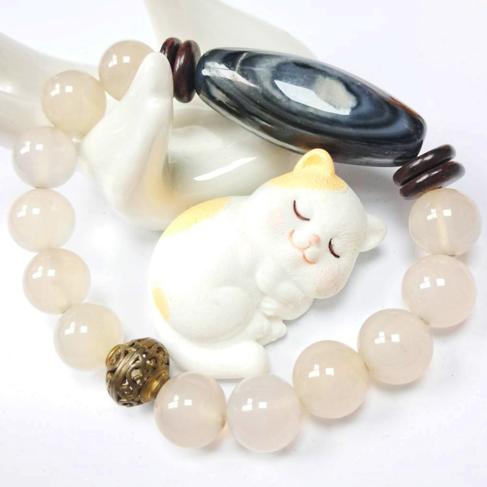 玉髓天珠&白玉髓手珠12mm【十方】129572