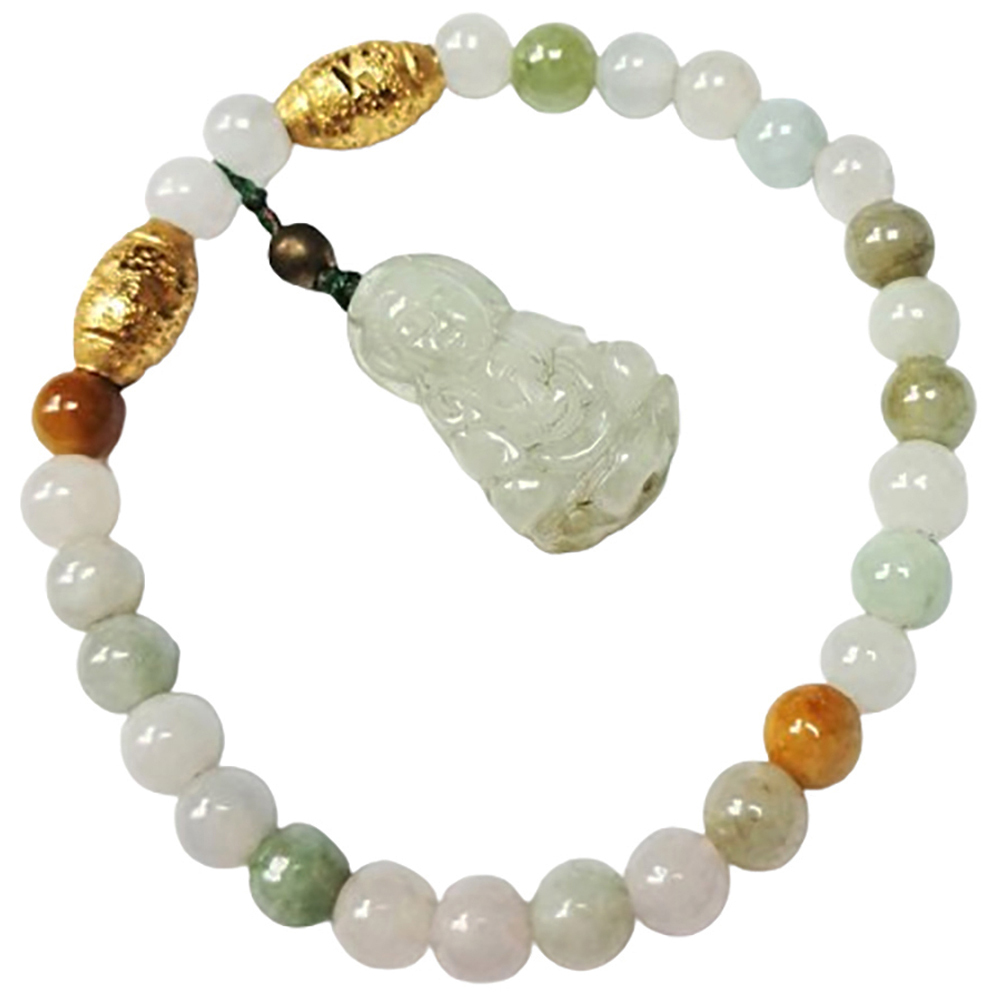 玉觀音&{金}玉手珠5mm【十方】130150