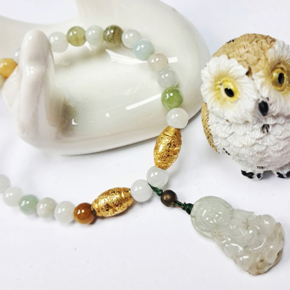 玉觀音&{金}玉手珠5mm【十方】130150