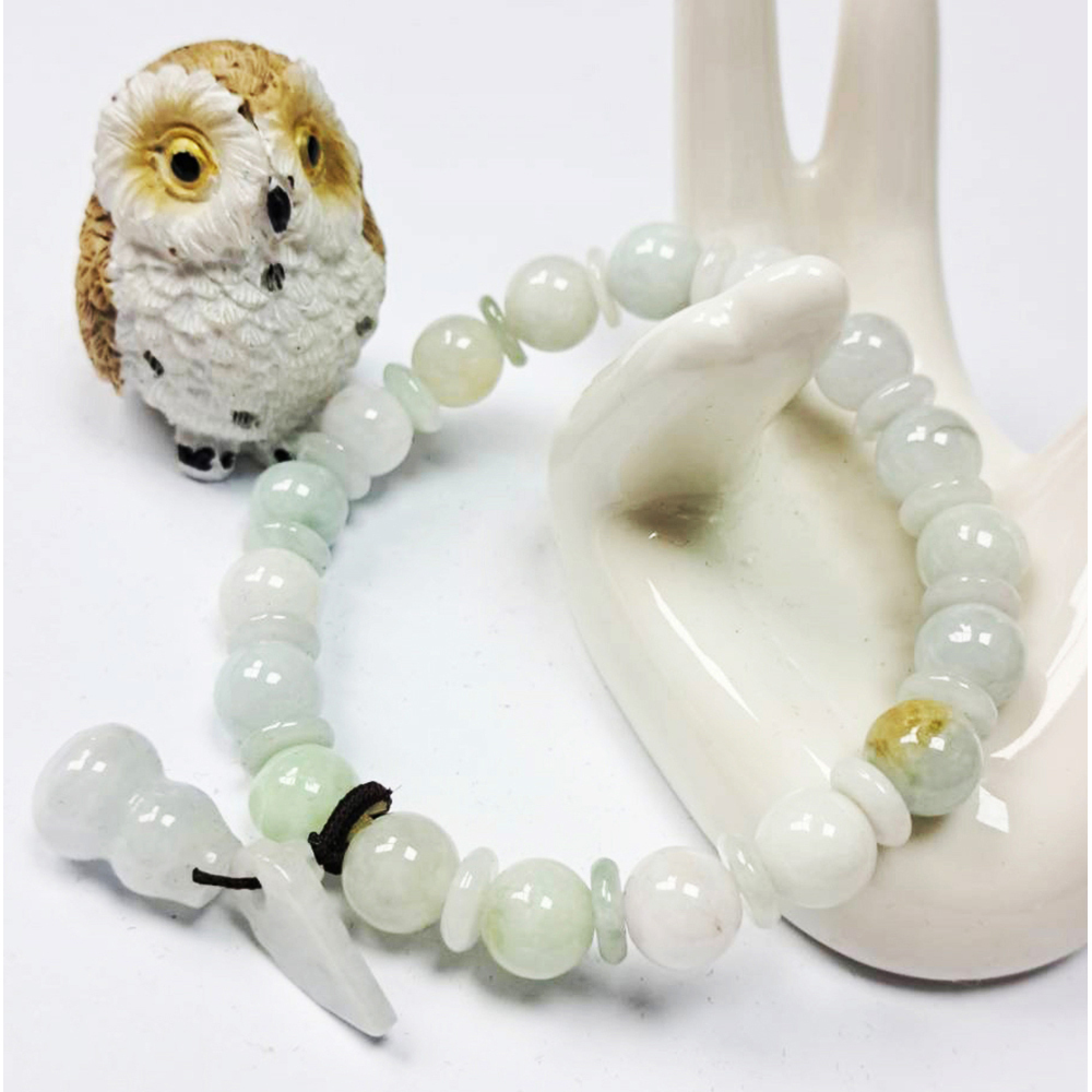 玉葫蘆+緬甸玉手珠8mm【十方】149786