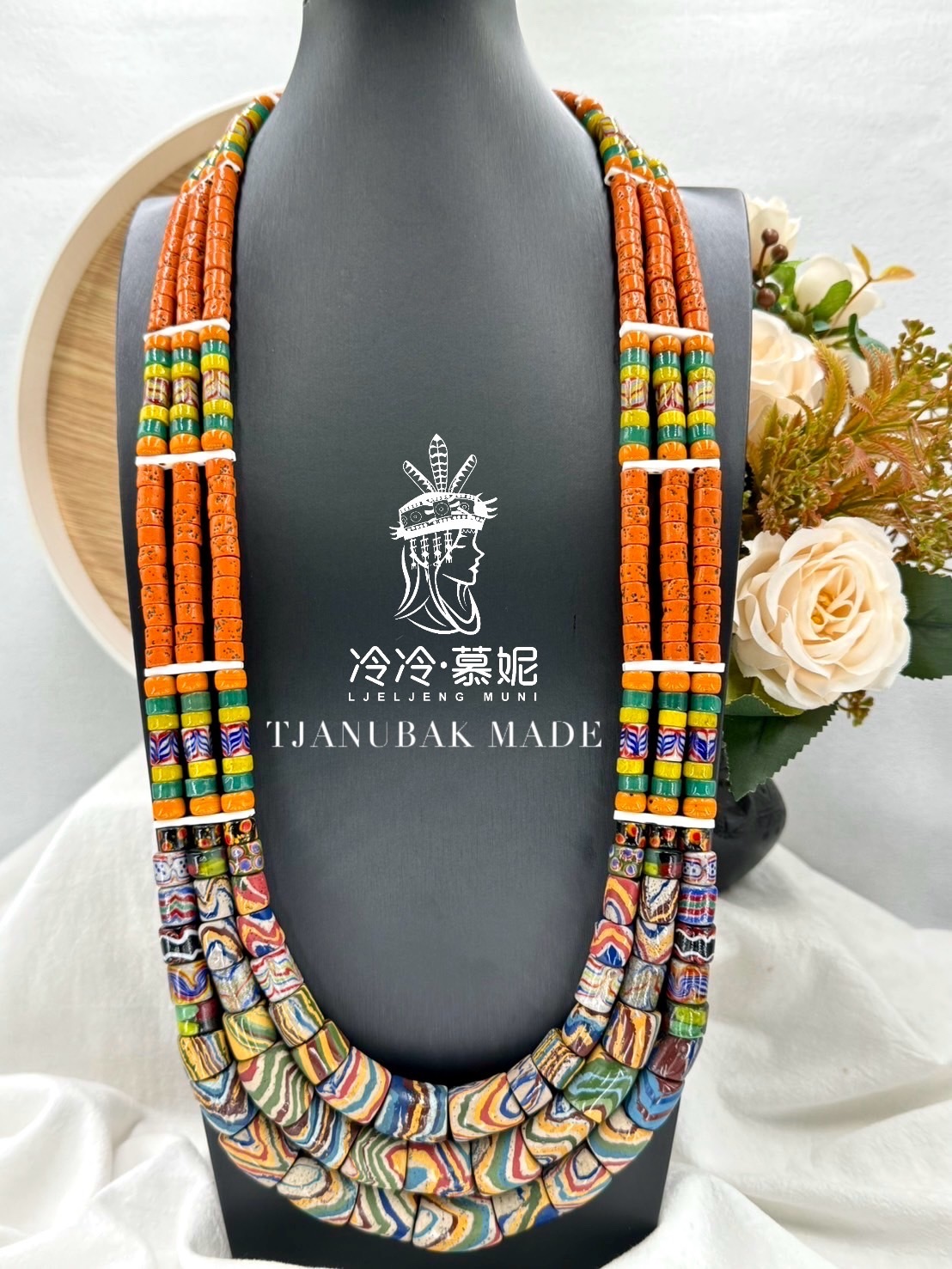 W-No.28傳統花珠三排長鍊88cm