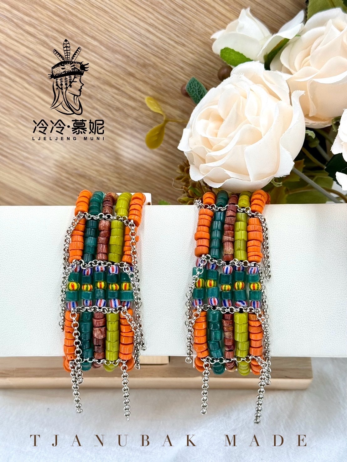 W-No.60貿易古珠五排手鍊15cm