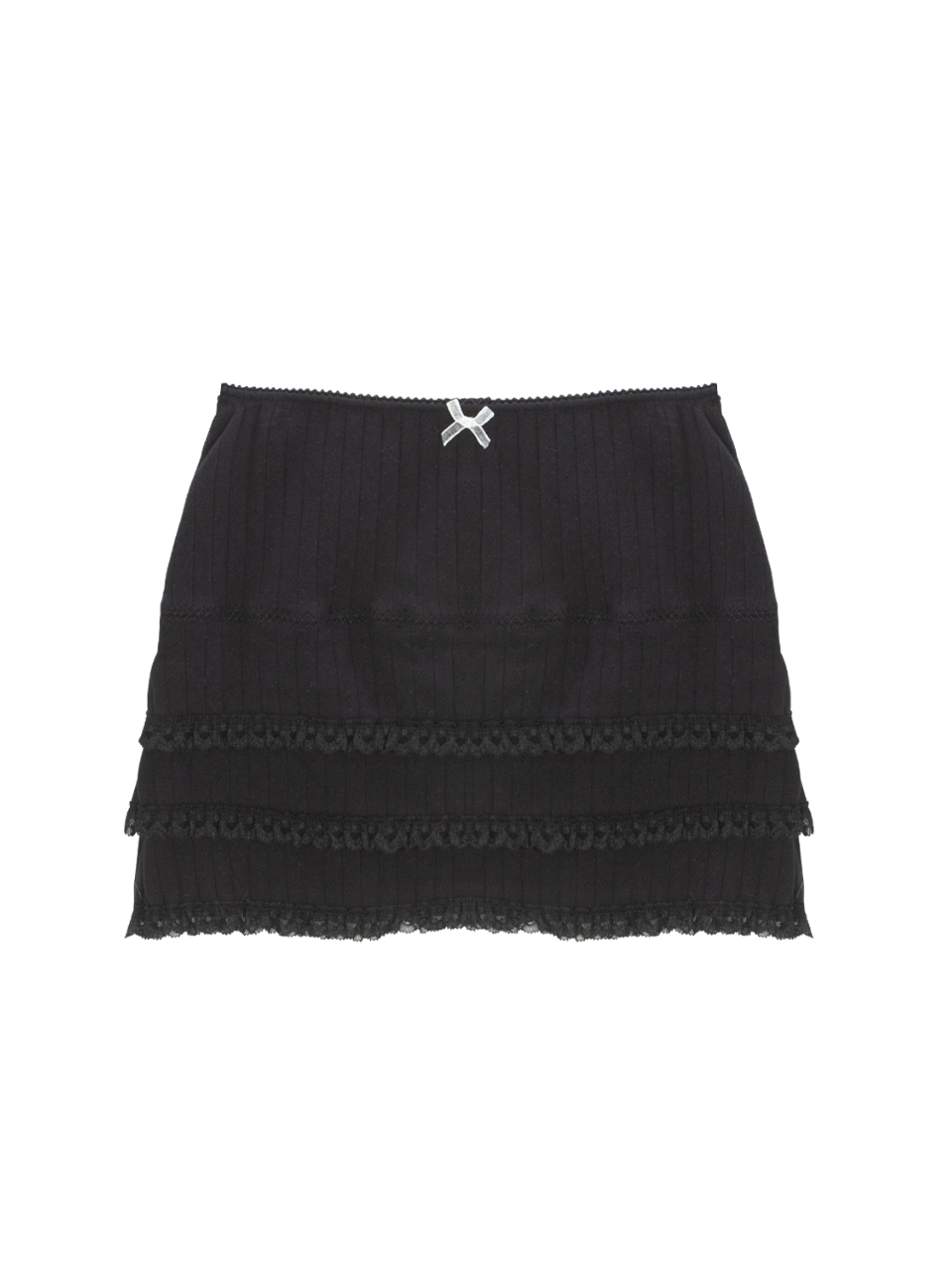 [as if calie] LACE LAYERED MINI SKIRT