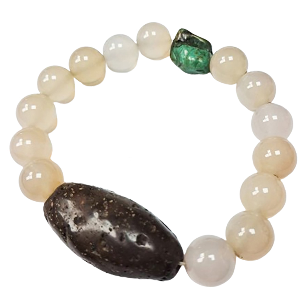 綠松石(老礦)白玉髓手珠12mm【十方】129345