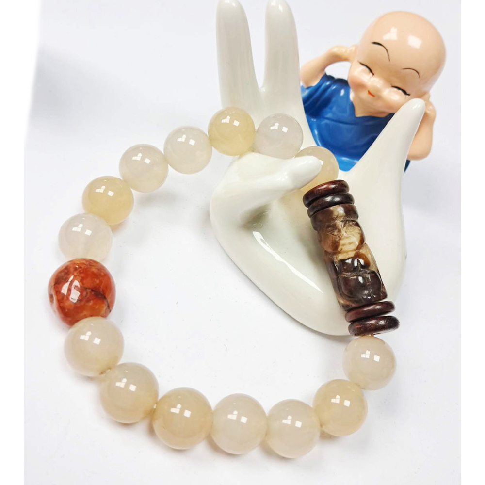 紅玉髓(老玉管)白玉髓手珠12mm【十方】129346