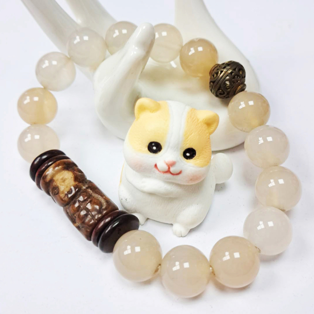 銅珠(老玉管)白玉髓手珠12mm【十方】129347