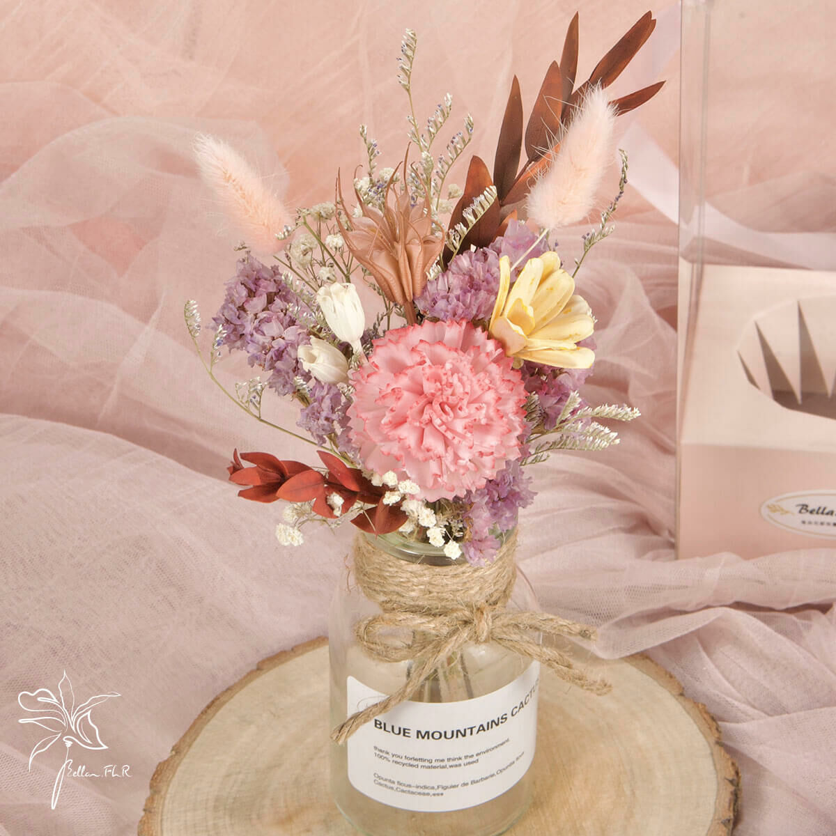 【感恩的馨】索拉康乃馨花束玻璃瓶提盒