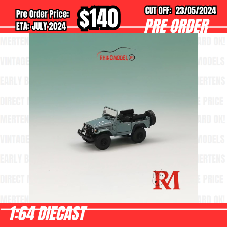 PO-$140 * Rhino Model * 1:64 Land Cruiser FJ40 Pick Up Grey [OD19/05]