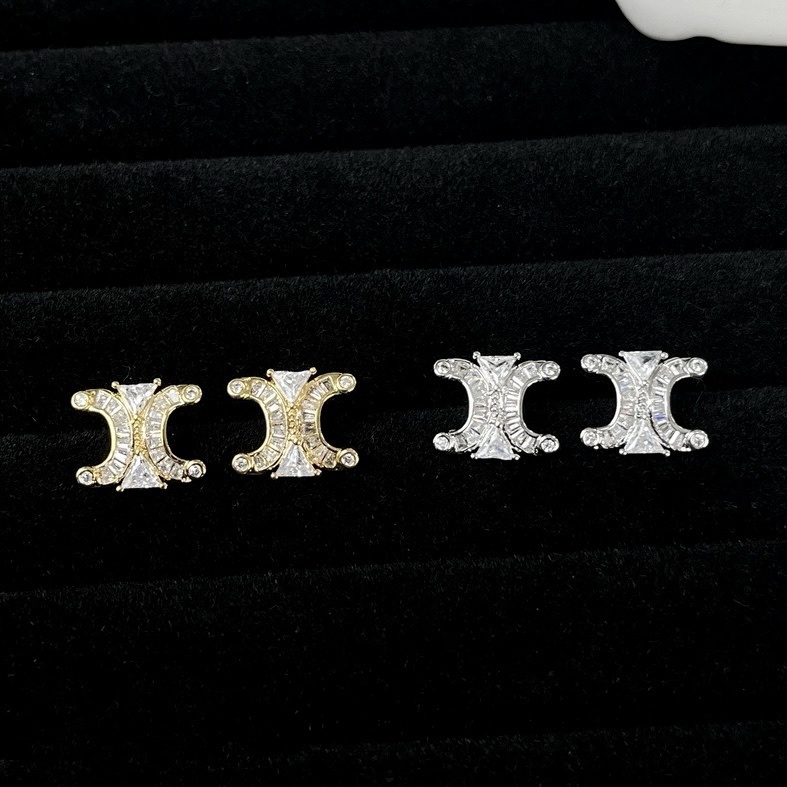 18k凱旋門白晶鑽 高奢耳釘