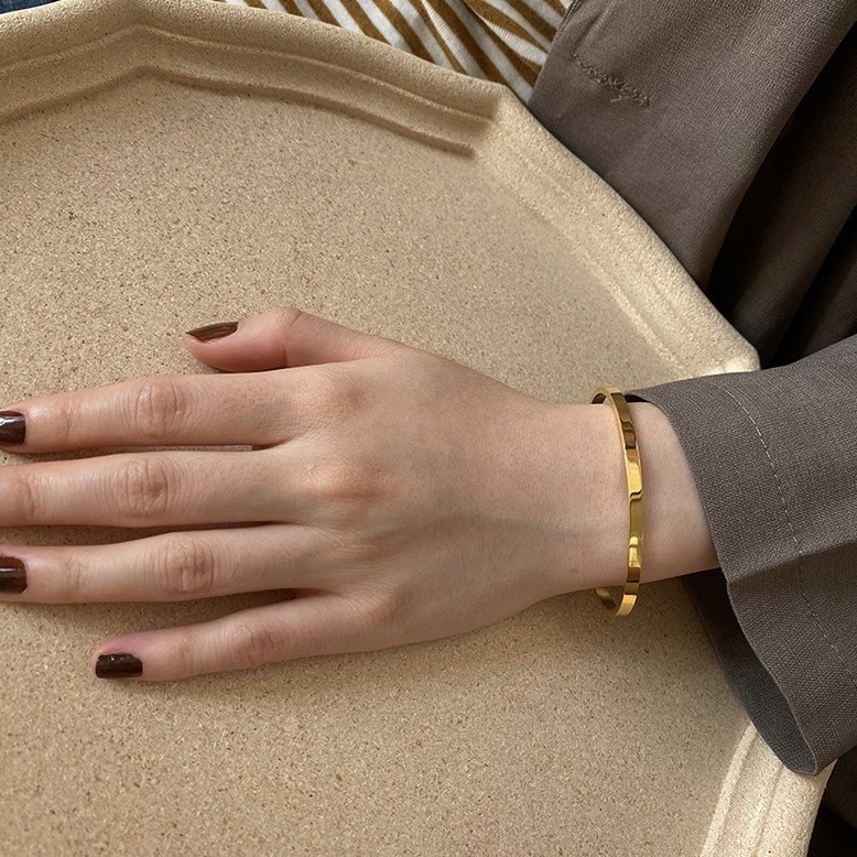 經典光面金銀屬 鈦鋼開口手鐲