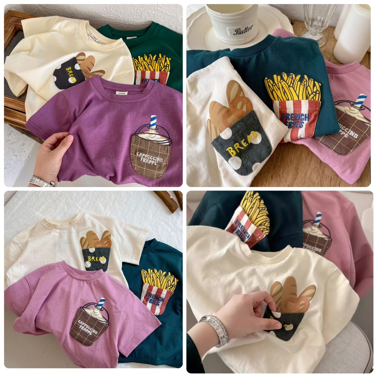 前胸袋趣緻Logo童裝Tee-2400815