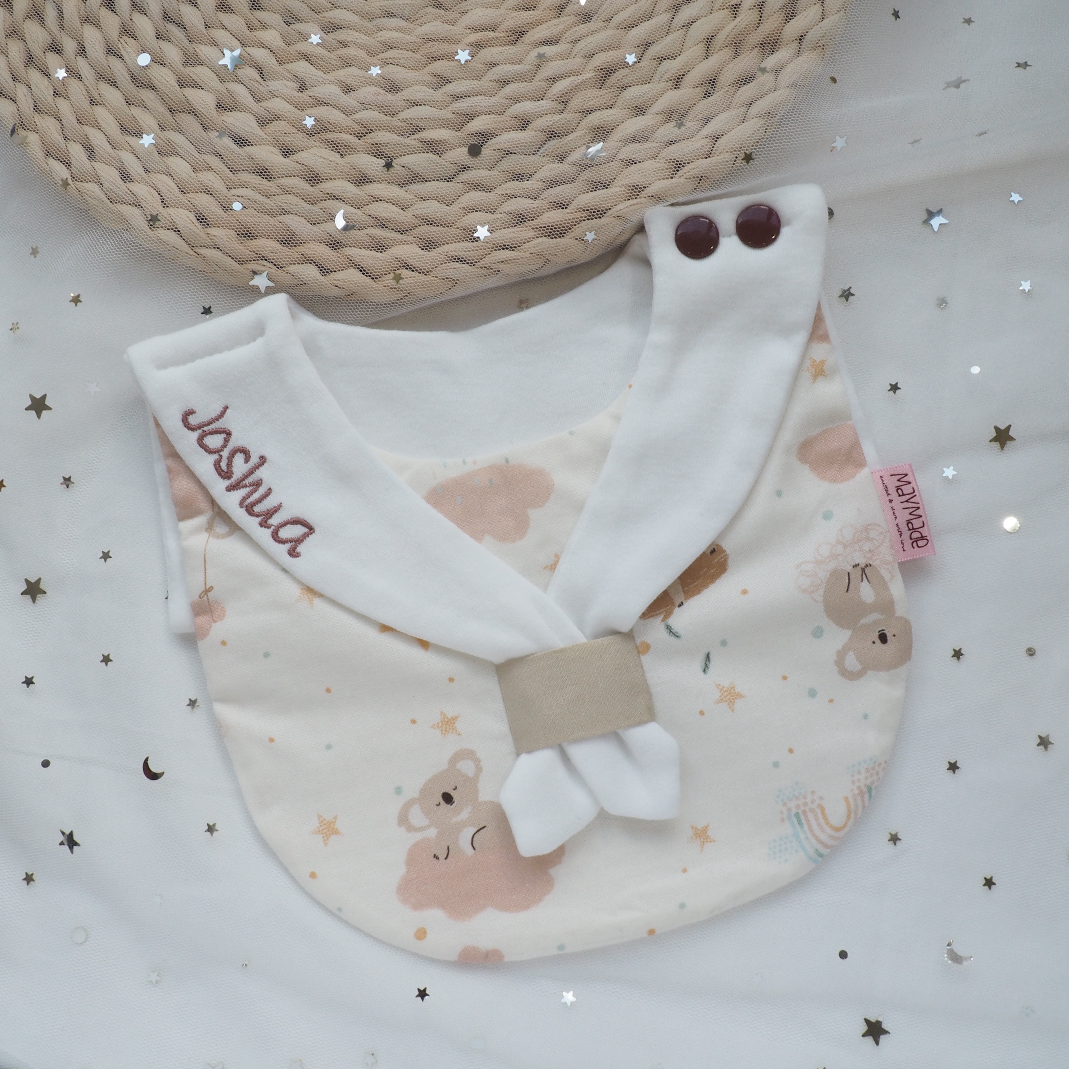 [SALE] 親子樹熊 水手造型口水肩 彌月禮物