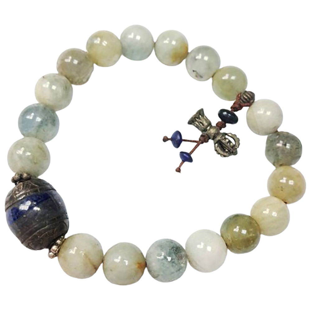老青金石{銀}&海藍寶手珠10mm【十方】121048