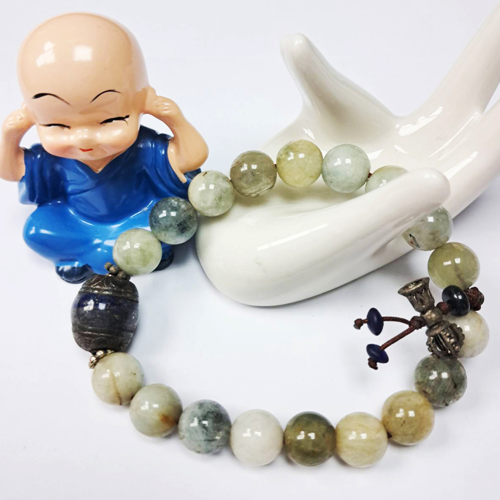 老青金石{銀}&海藍寶手珠10mm【十方】121048