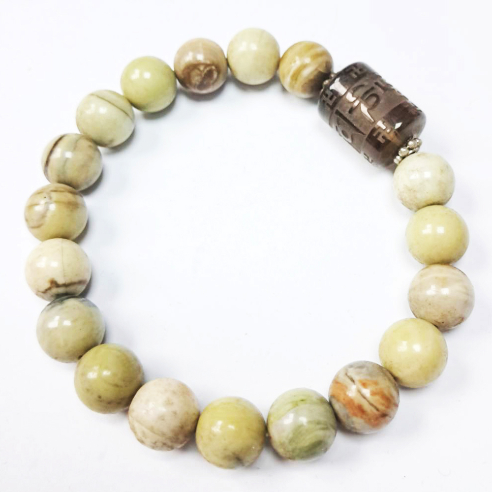 六字真言{茶晶}&牛油玉手珠10mm【十方】123716