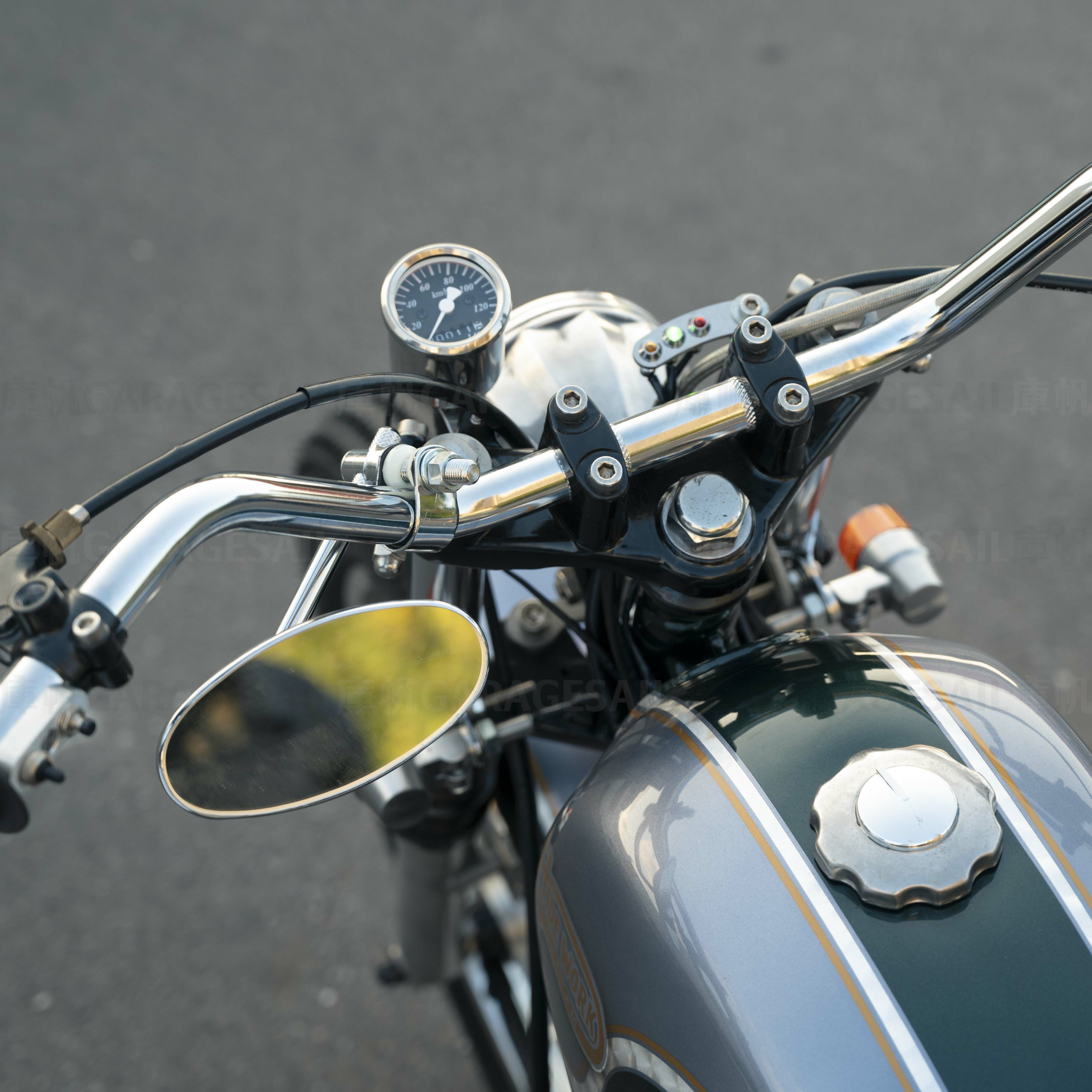 短桿 夾式 後照鏡 橢圓 銀