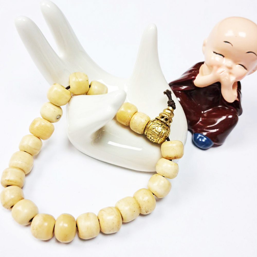 六字真言銅珠&骨珠手珠9mm【十方】134925