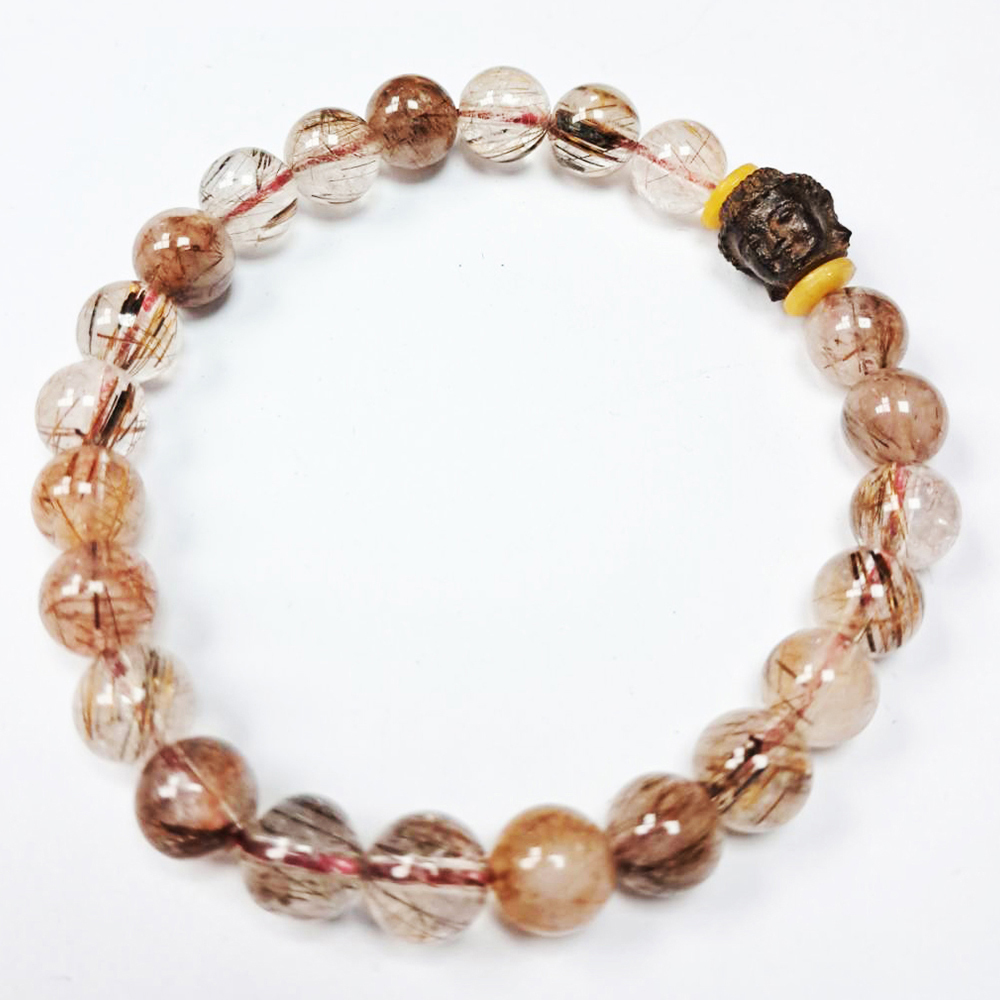 佛首{土沉木雕}+銅鈦晶手珠7mm【十方】135197