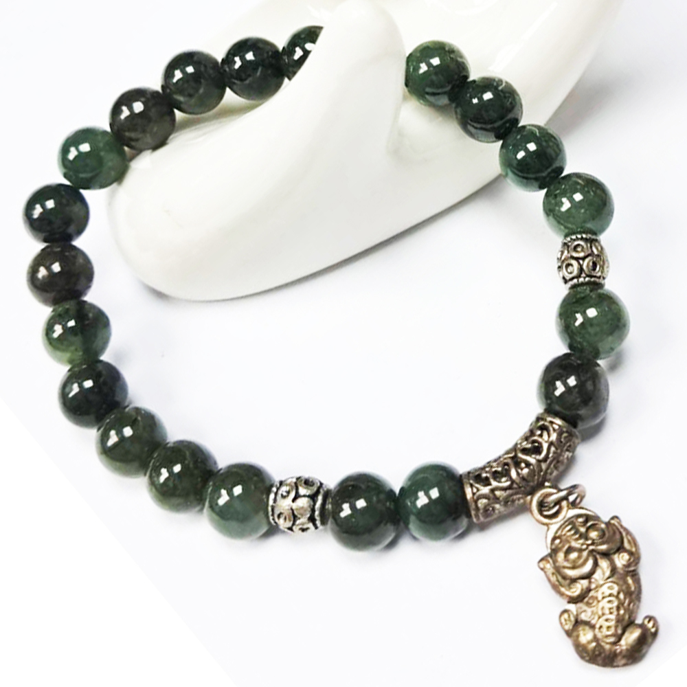 豼貅+深油青(緬甸玉)手珠8mm【十方】138364