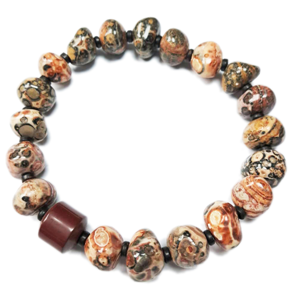 紅玉髓&花豹石手珠10mm【十方】119746