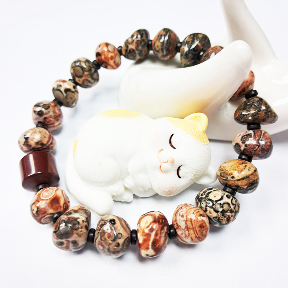 紅玉髓&花豹石手珠10mm【十方】119746