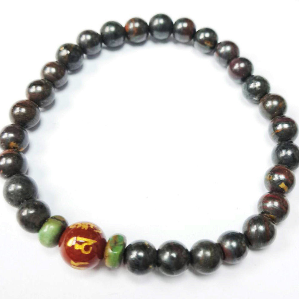 {六字真言}紅玉髓+鐵虎眼手珠6mm【十方】135975