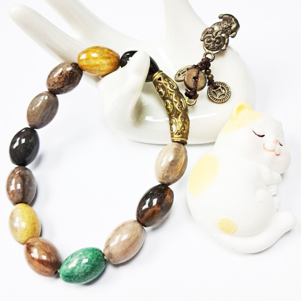 貔貅&木化石手珠14*9mm【十方】150645