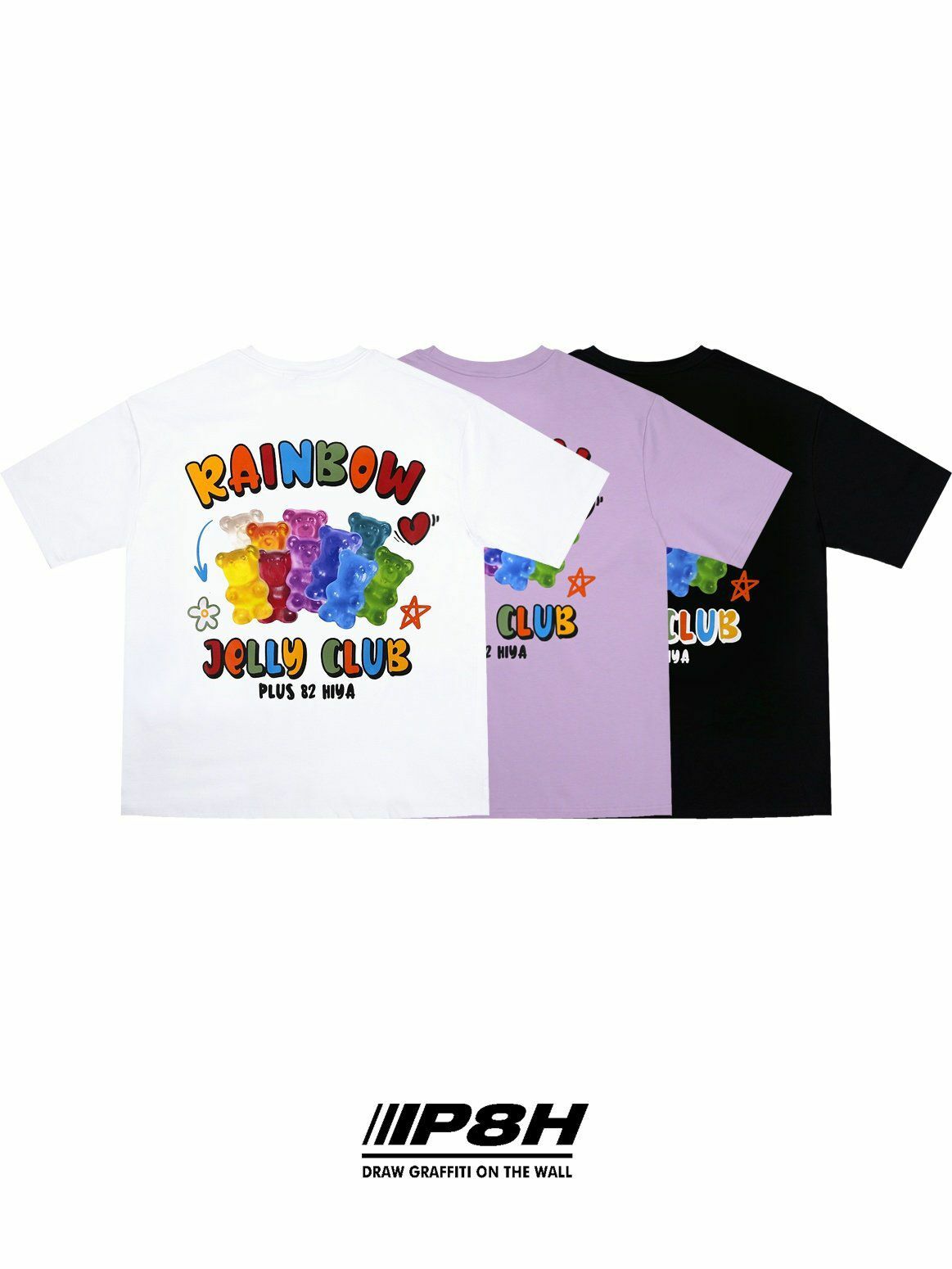 熊仔圖案英文字短袖Tee PLUS82HIYA-088T