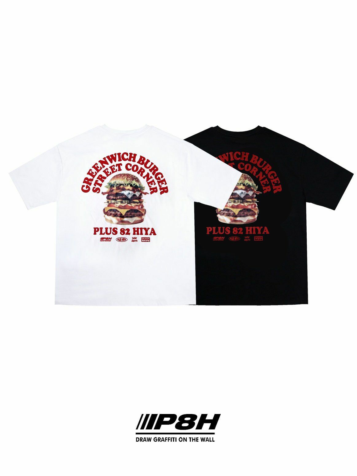 漢堡飽圖案英文字短袖Tee PLUS82HIYA-089T
