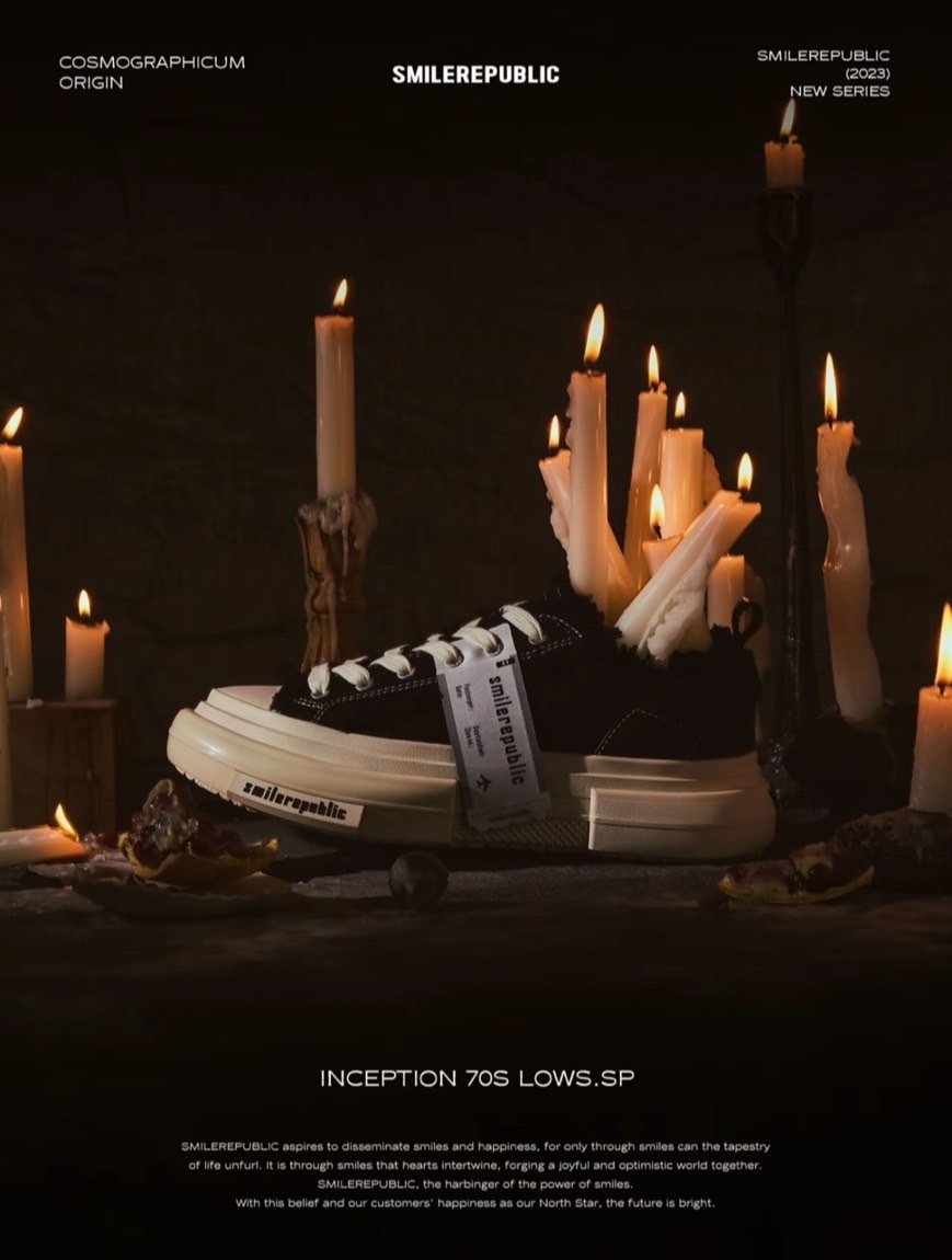 SMILEREPUBLIC INCEPTION 70S BLACK 開口笑 黑色 厚底 帆布鞋 SR20230102003