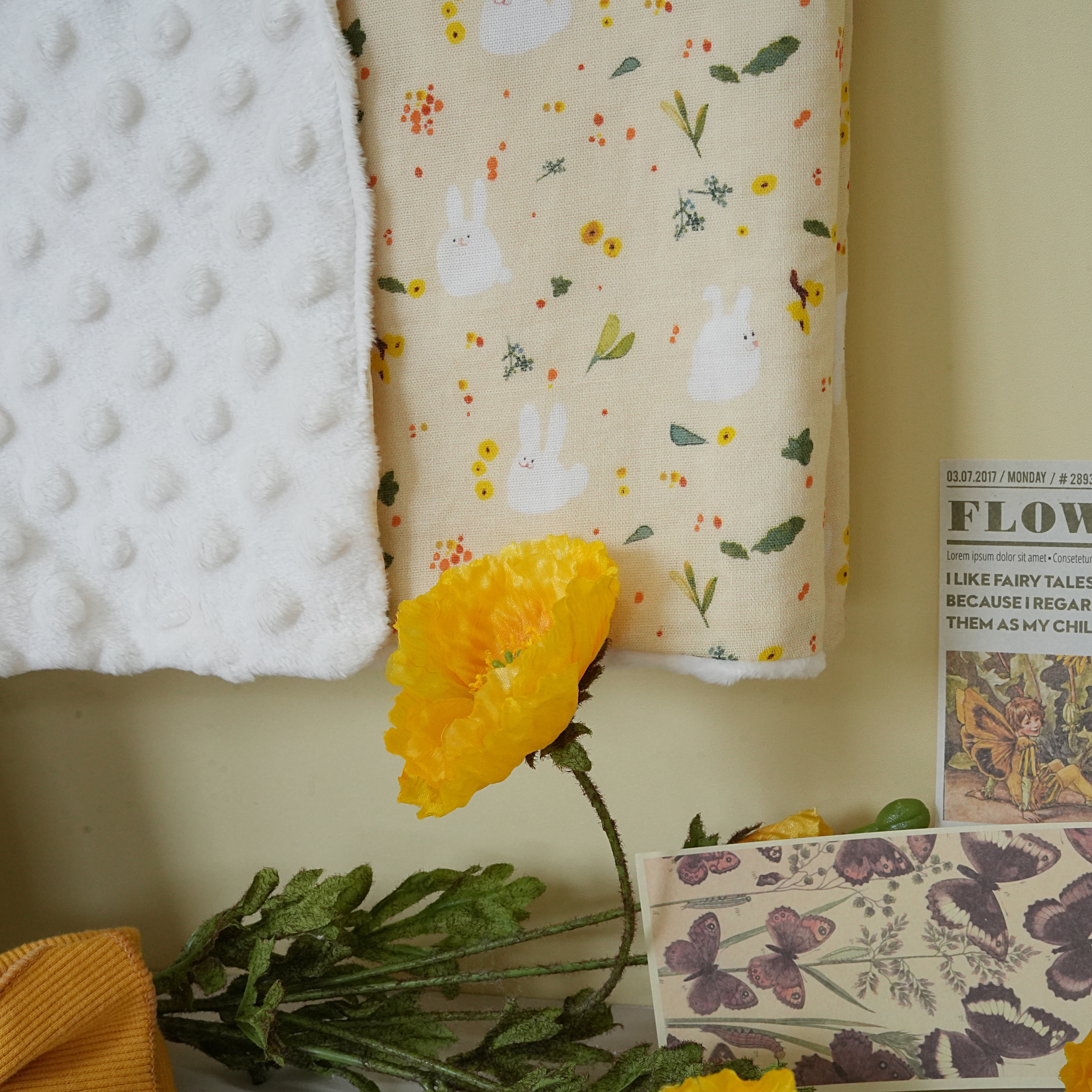 Hi Y.P store-嬰兒車蓋毯-獨家設計款-橙花兔兔