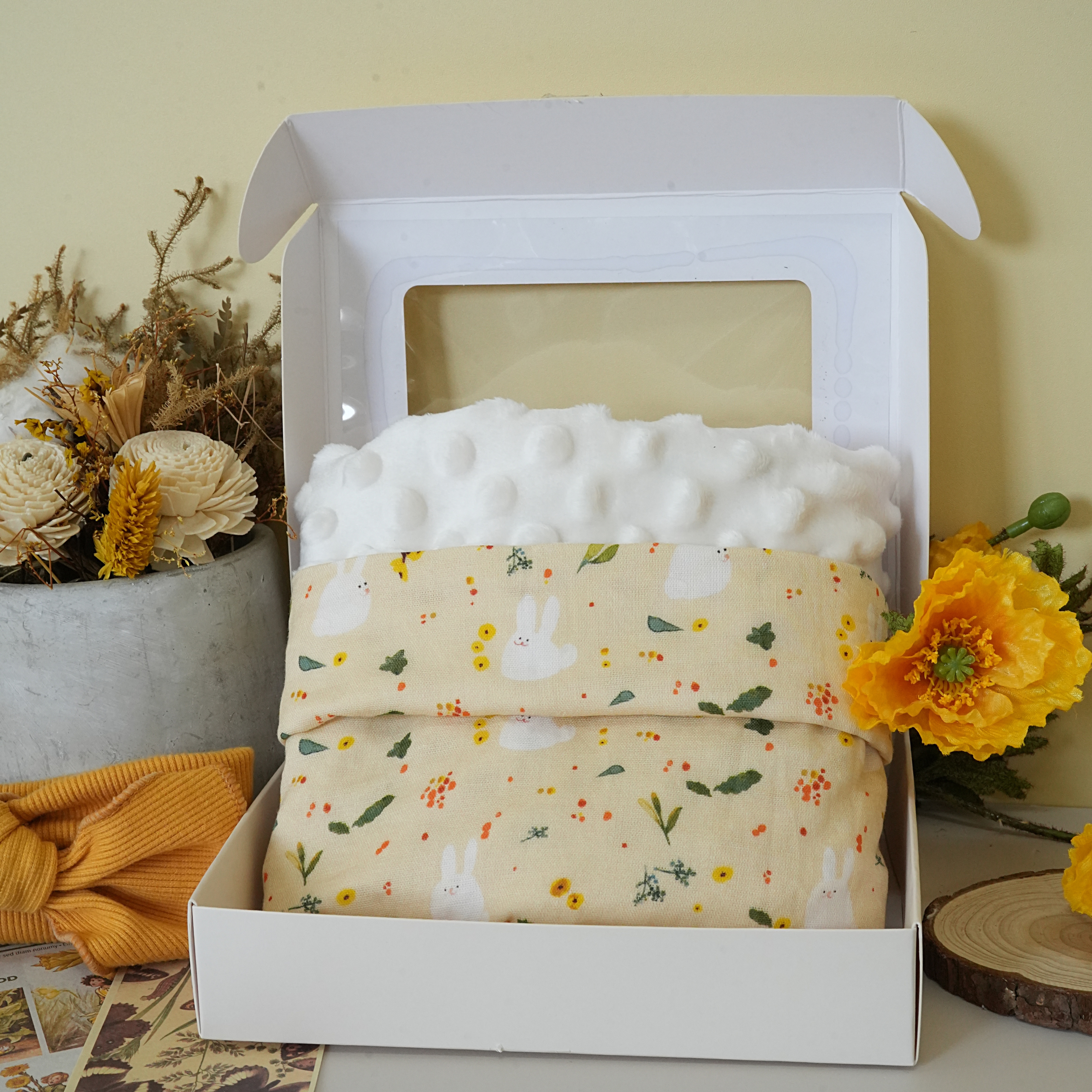 Hi Y.P store-嬰兒車蓋毯-獨家設計款-橙花兔兔