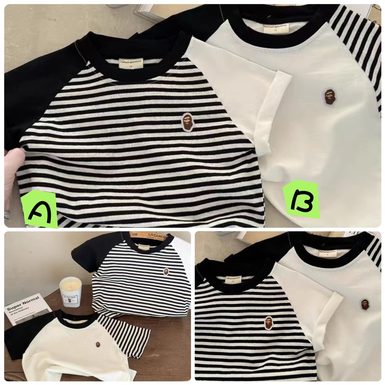 兒童潮款牛角袖拼色tee-2400819