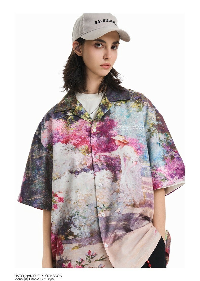Harsh and Cruel 24SS 百花盛開花園油畫古巴領襯衫 HL242070200
