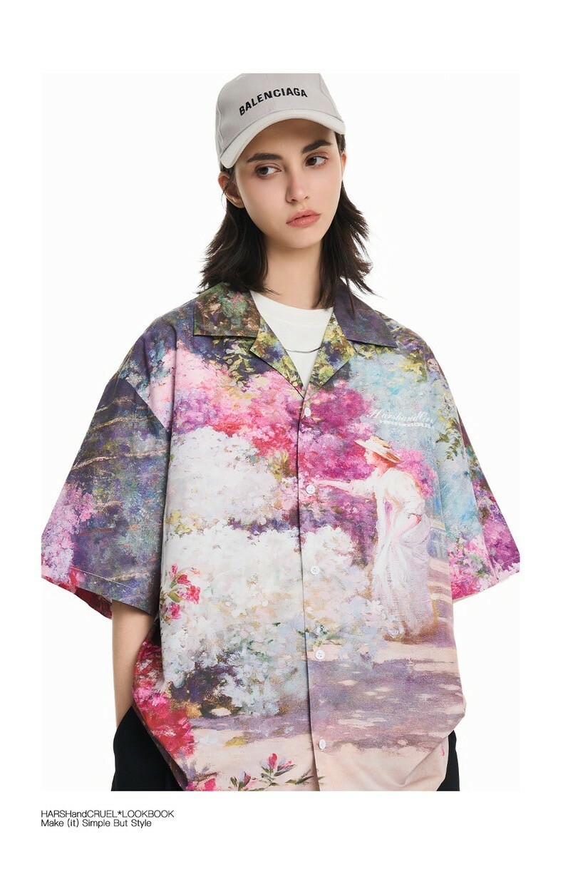 Harsh and Cruel 24SS 百花盛開花園油畫古巴領襯衫 HL242070200