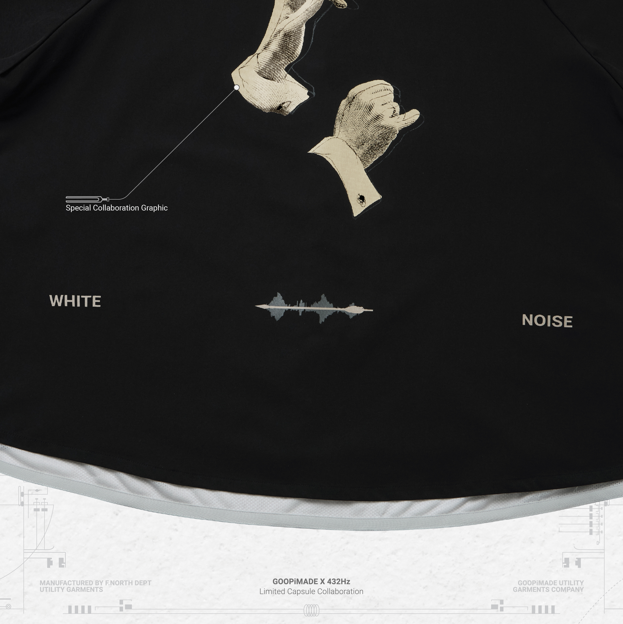 あめのおとL.G.B. SHIRT-G/PK AWGN-O1” Double Layer Oversized Shirt - Black