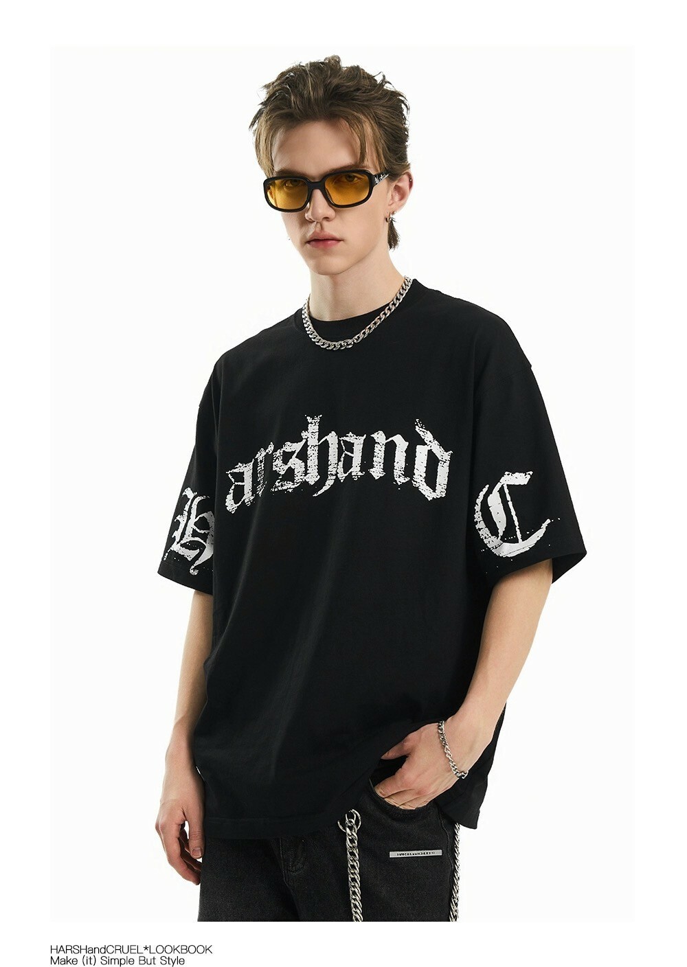 Harsh and Cruel 24SS 斑駁歌德連袖字體短袖 HL242020174