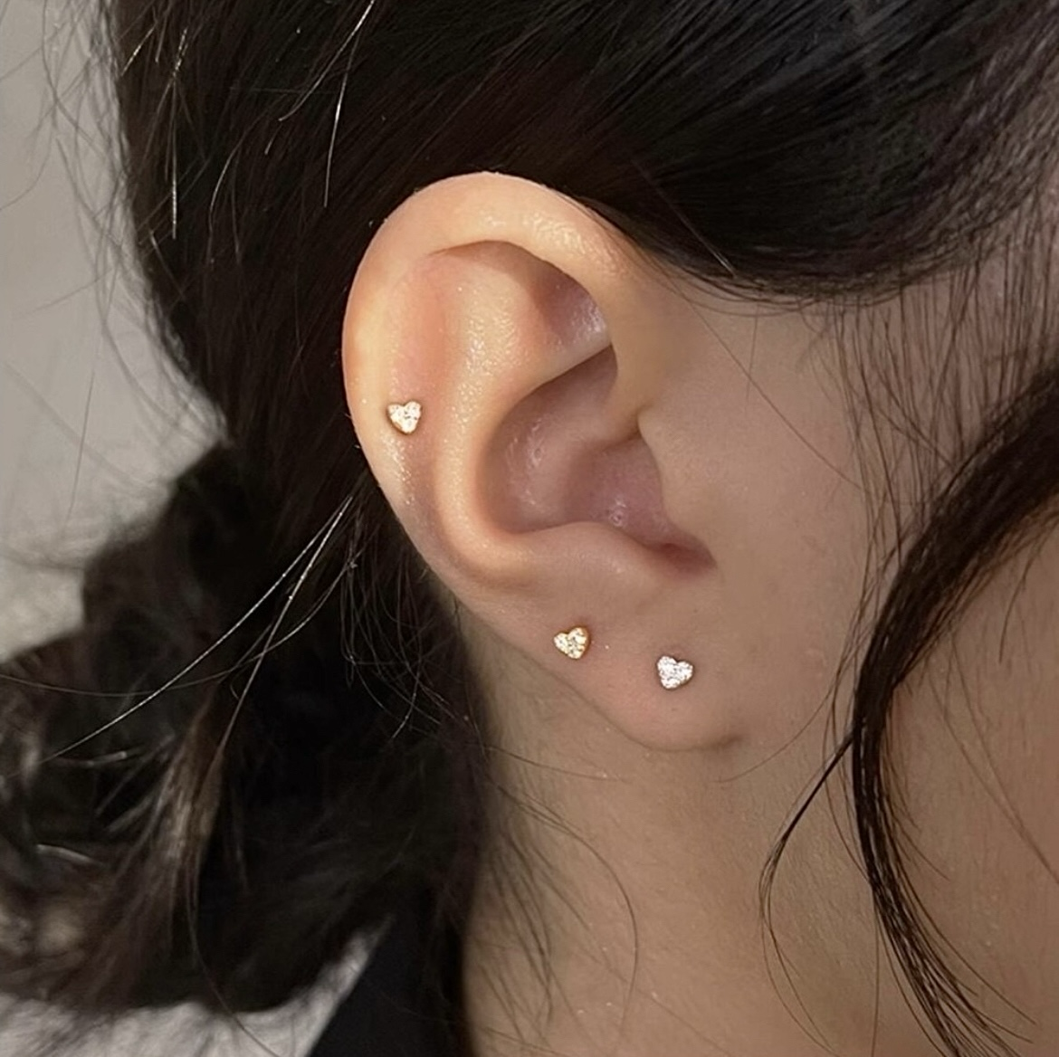 mini水鑽小愛心 螺絲小耳釘