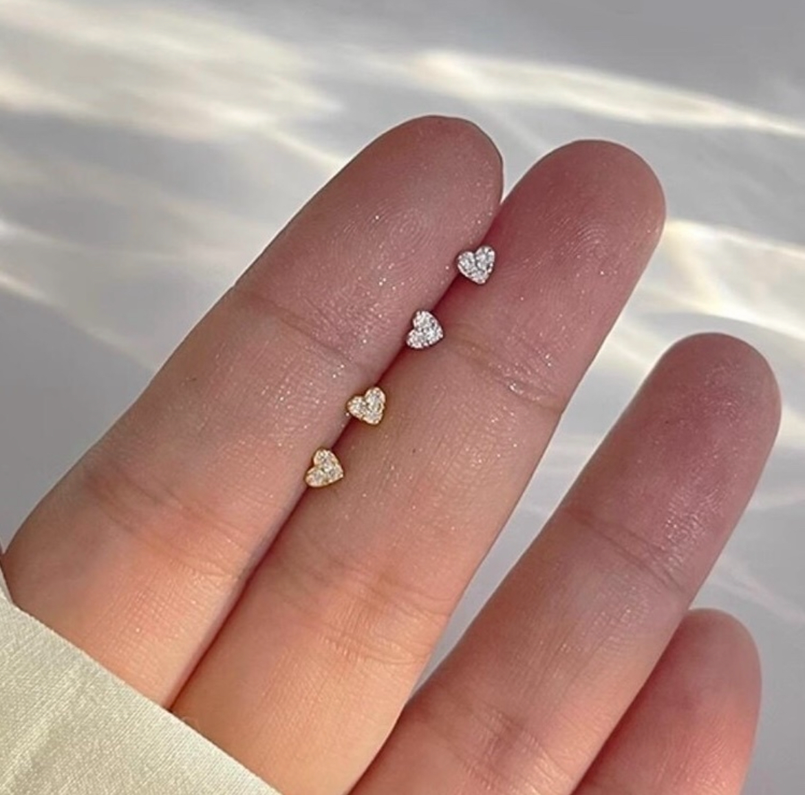 mini水鑽小愛心 螺絲小耳釘