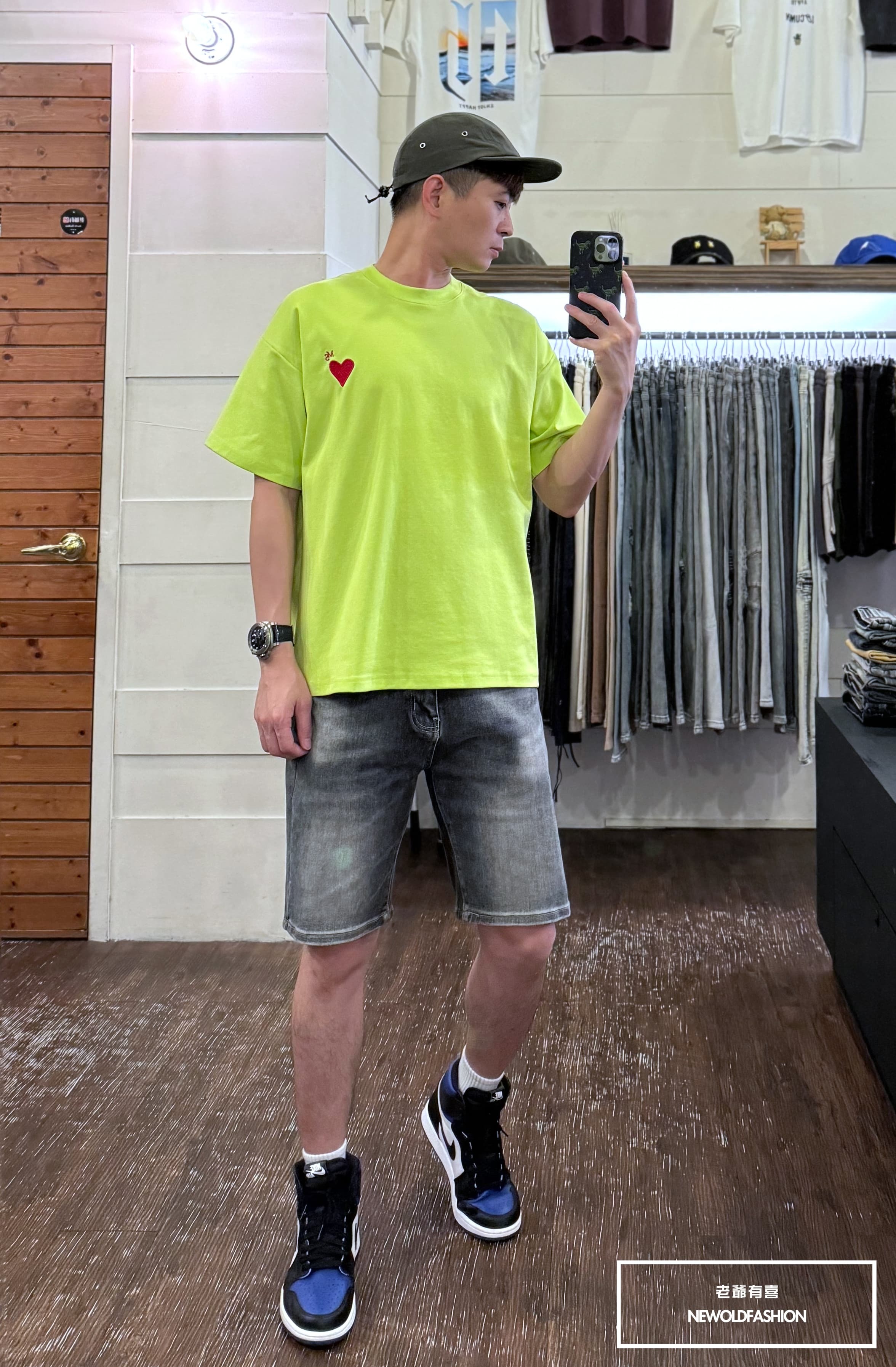 『新品上市』重磅MS刺繡愛心短T(NOF2405S6004)-螢光綠