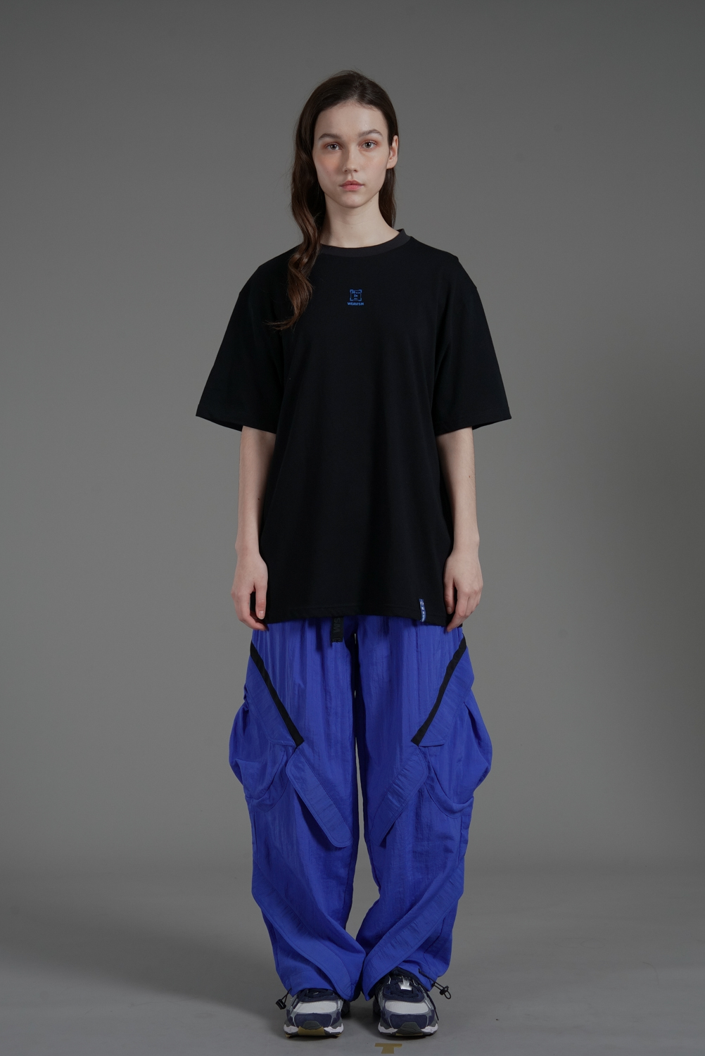 多口袋腰帶長褲-亮藍