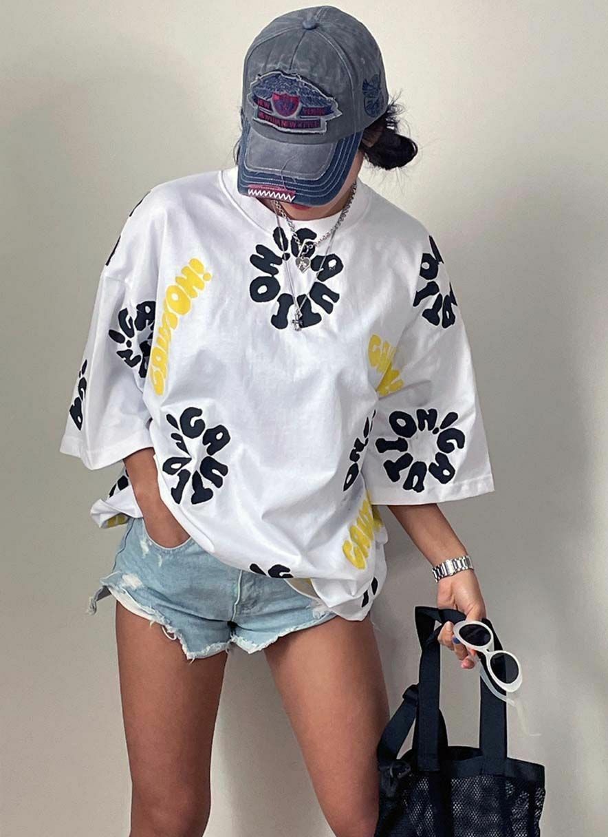 OverSize英文字圖案短袖Tee  3.14-036T