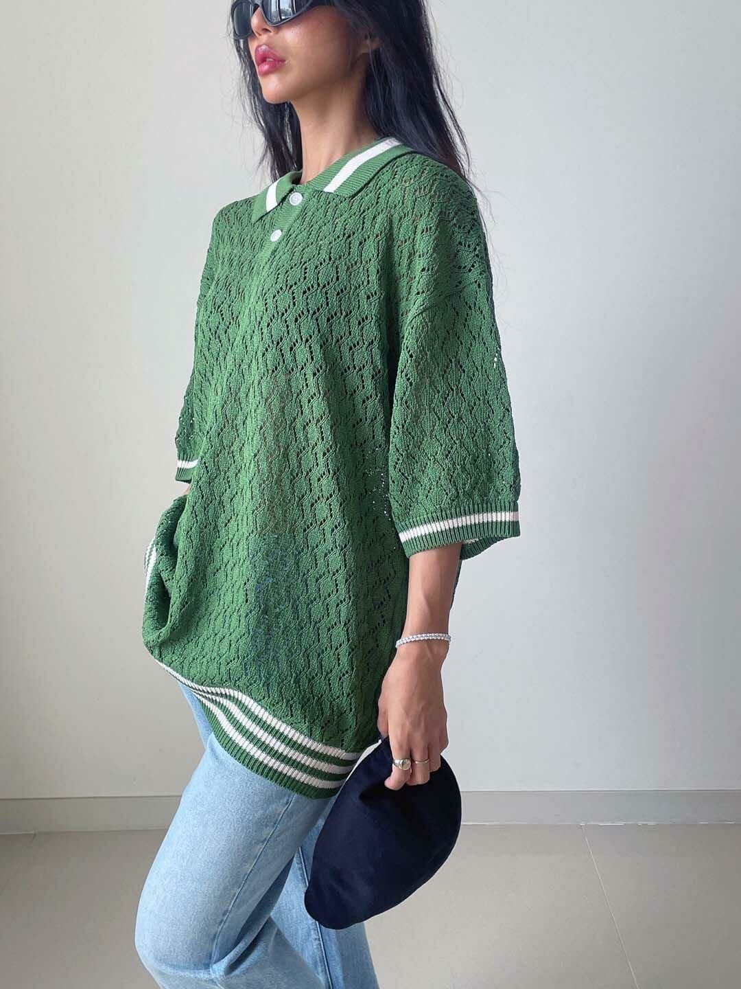 拼色格紋線Polo Tee 3.14-038T