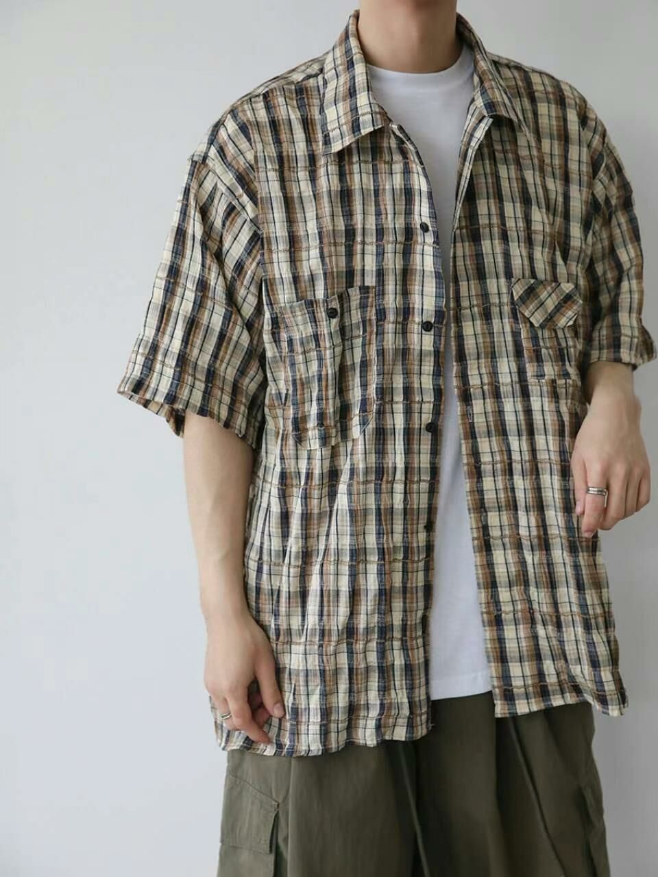 格仔短袖恤衫 L.B.T-002S