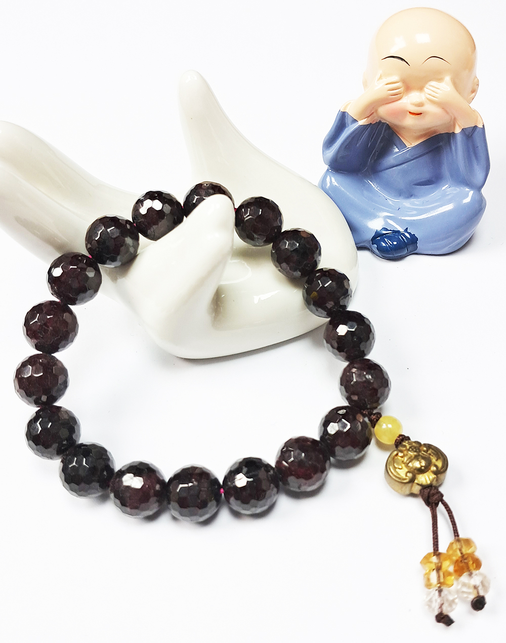 福到{金蝙蝠}&紅石榴手珠{晶鑽}10mm【十方】129882