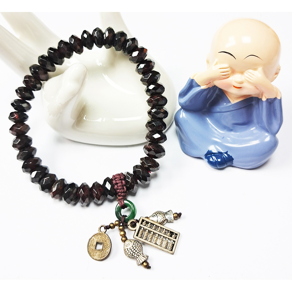 紅石榴{晶鑽}手珠9*4mm+算盤流蘇【十方】131900