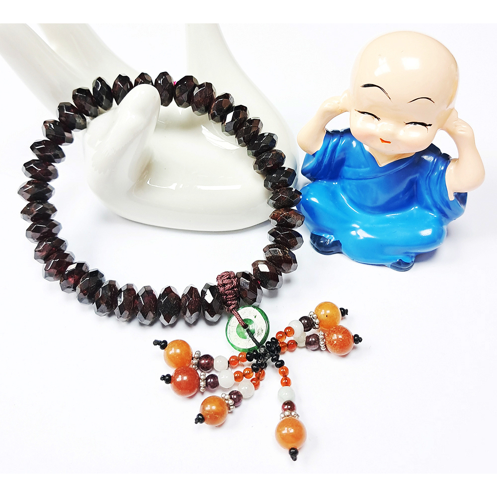 紅石榴{晶鑽}手珠9*4mm+圓滿流蘇【十方】131901