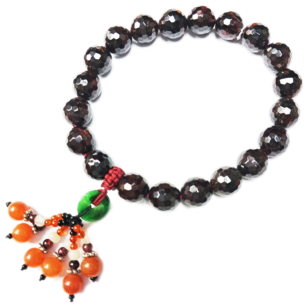 紅石榴{晶鑽}手珠10mm+綠松石流蘇【十方】131904